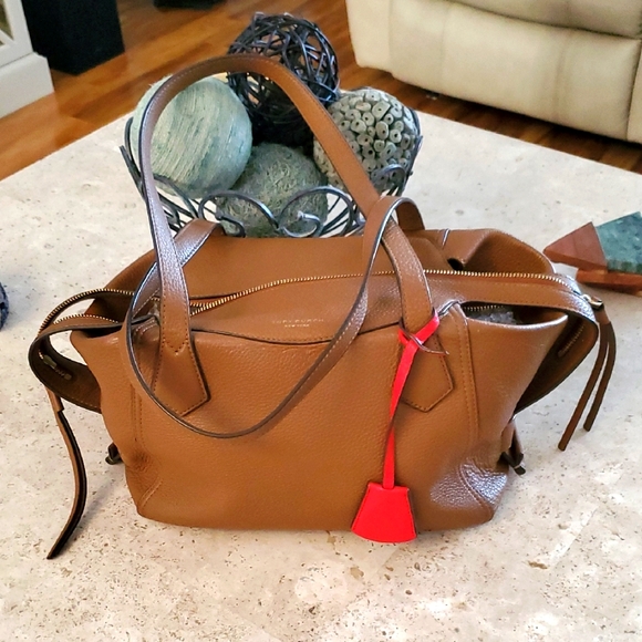 Tory Burch Handbags - Tory burch Satchel rich Brown Leather Handbag with Red Accent